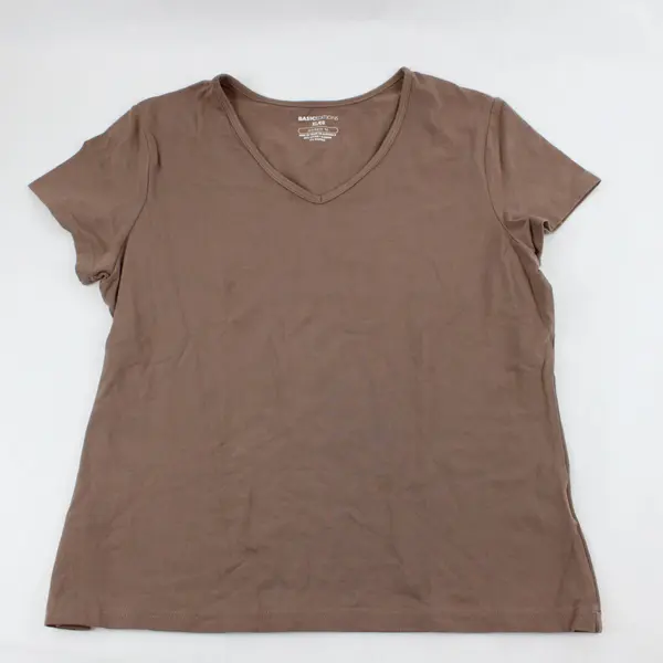 Basic Editions Modern Fit Brown V-Neck T-Shirt Women's XL