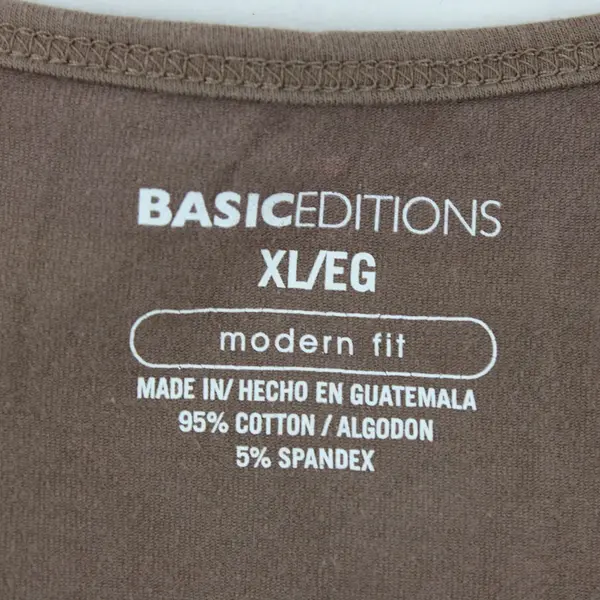 Basic Editions Modern Fit Brown V-Neck T-Shirt Women's XL
