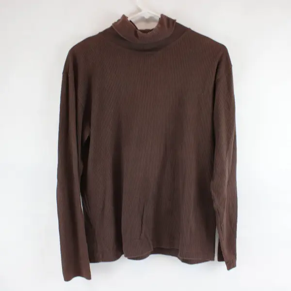 Carolyn Taylor Dark Brown Ribbed Turtleneck Women's Large