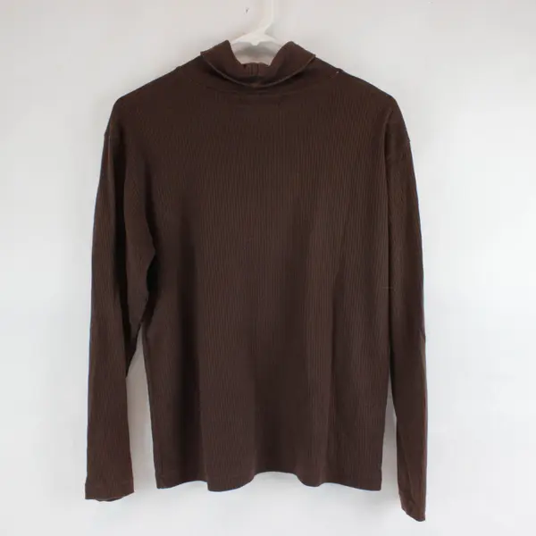 Carolyn Taylor Dark Brown Ribbed Turtleneck Women's Large