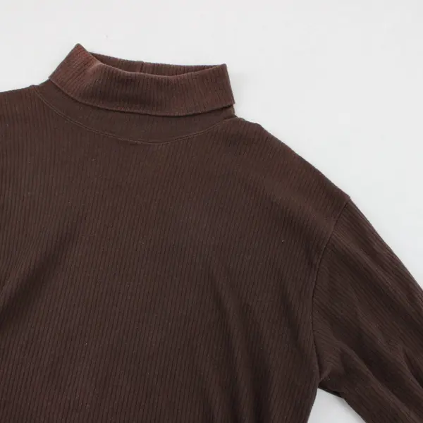 Carolyn Taylor Dark Brown Ribbed Turtleneck Women's Large