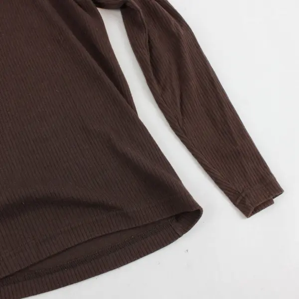 Carolyn Taylor Dark Brown Ribbed Turtleneck Women's Large
