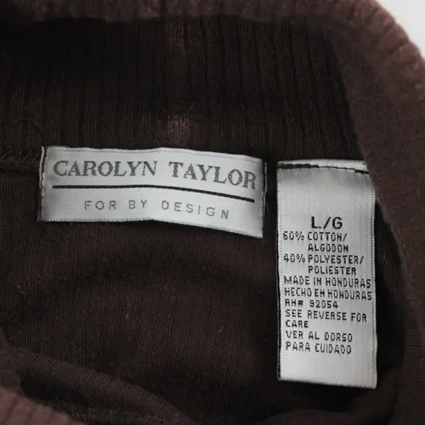 Carolyn Taylor Dark Brown Ribbed Turtleneck Women's Large