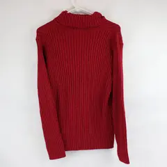 Basic Editions Sparkly Cherry Red Turtleneck Sweater Women's Large