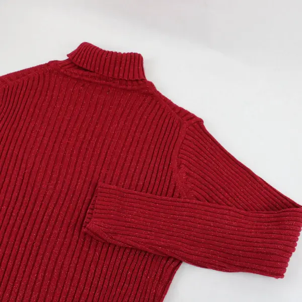 Basic Editions Sparkly Cherry Red Turtleneck Sweater Women's Large