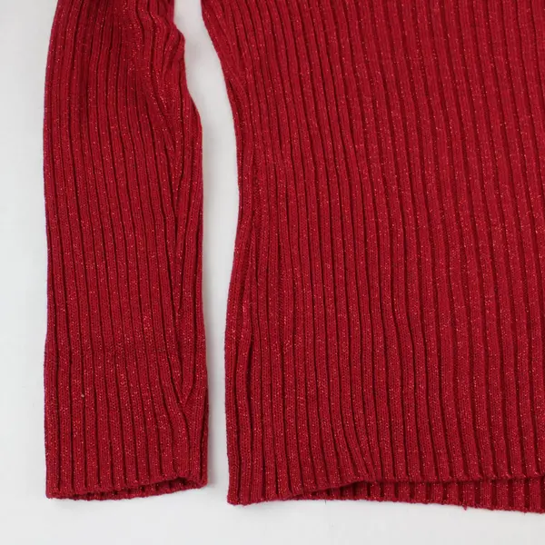 Basic Editions Sparkly Cherry Red Turtleneck Sweater Women's Large