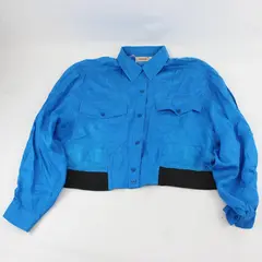 Vintage Freeway Blue Silk Button-Up Top Women's Small FLAWED