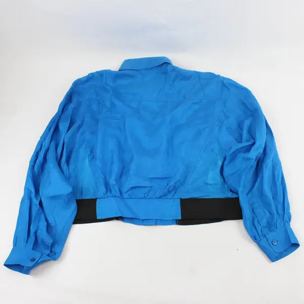 Vintage Freeway Blue Silk Button-Up Top Women's Small FLAWED