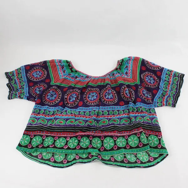 VTG Hunter's Glen Sheer Multicolor Paisley Cotton Cropped Top Women's Medium