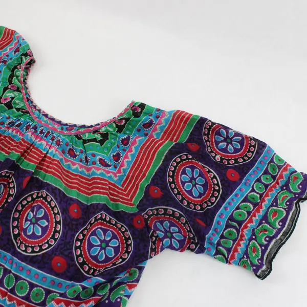 VTG Hunter's Glen Sheer Multicolor Paisley Cotton Cropped Top Women's Medium