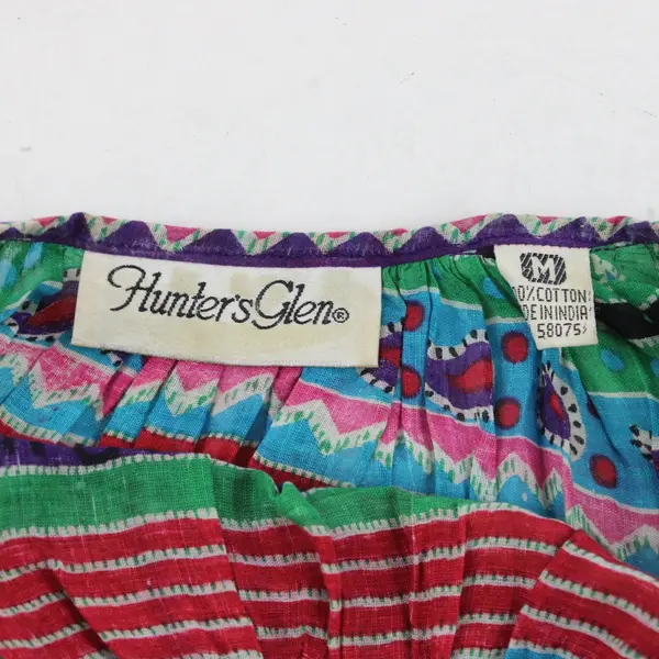 VTG Hunter's Glen Sheer Multicolor Paisley Cotton Cropped Top Women's Medium