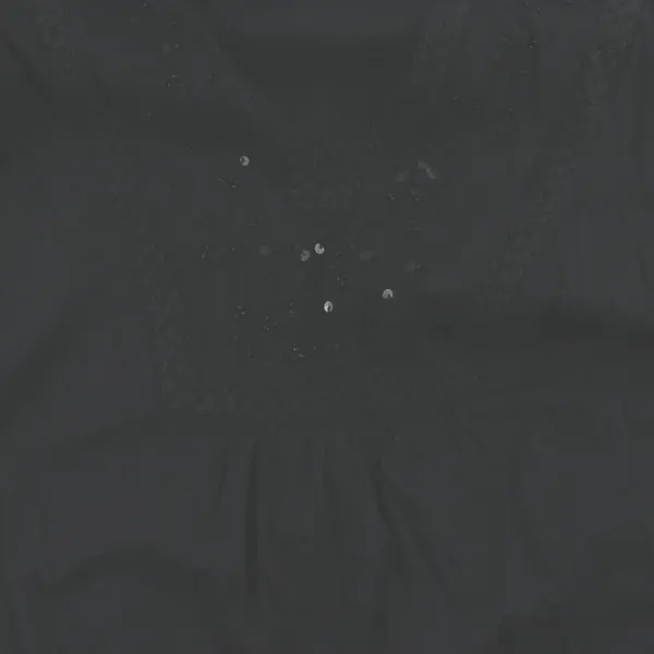 J. Gee Embroidered Sequin Black 3/4-Sleeve V-Neck Boho Top Women's Large