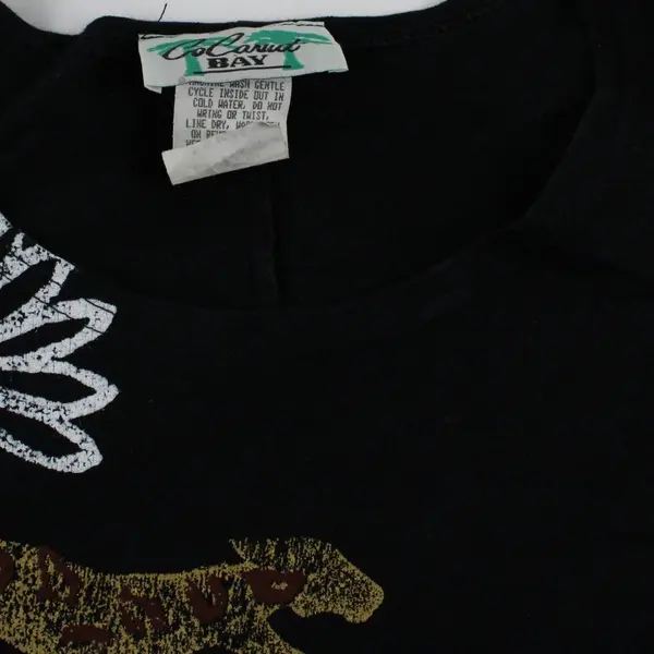 VTG Coconut Bay Safari Animal Print Black T-Shirt Dress Women's Petite Medium