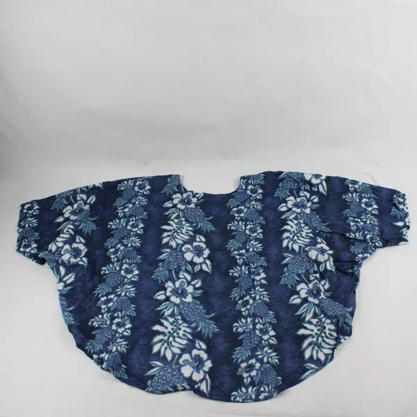 Makai Beach Hawaii Womens Blue Floral Blouse Size S/M