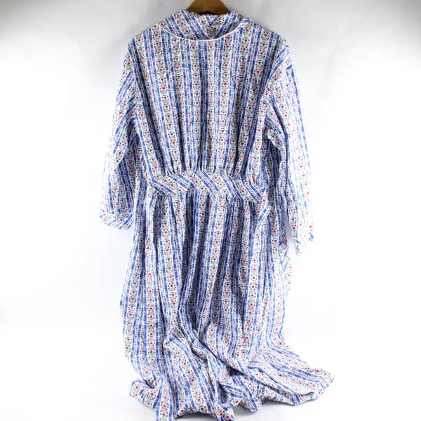 NWT Lanz of Salzburg Red White Blue Floral Cotton Flannel Robe Women's Small
