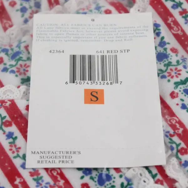 NWT Lanz of Salzburg 42364 Small Red White Blue Floral Flannel Nightgown