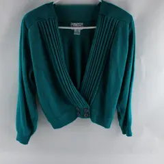 Vintage Hollywood & Vine Teal Plunge Sweater Women's Medium