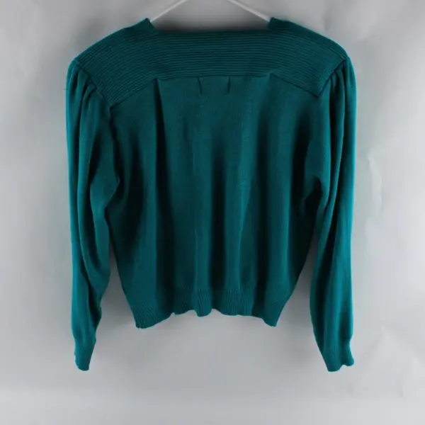 Vintage Hollywood & Vine Teal Plunge Sweater Women's Medium