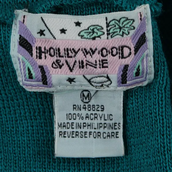 Vintage Hollywood & Vine Teal Plunge Sweater Women's Medium