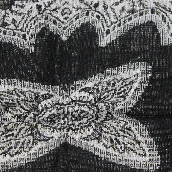 Gray Black and Beige Paisley Boho Fringe Scarf Wrap 20"x80"