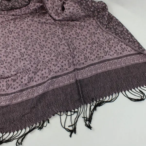 Pink Black Paisley Fringe Scarf Wrap 27x75 in Womens Shawl Stole