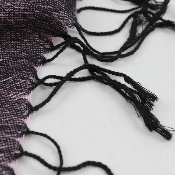 Pink Black Paisley Fringe Scarf Wrap 27x75 in Womens Shawl Stole