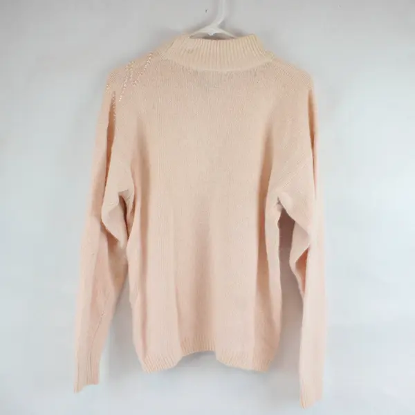 VTG Chrysantheme Pale Pink Beaded Sequined Sweater Women's Medium FLAWED