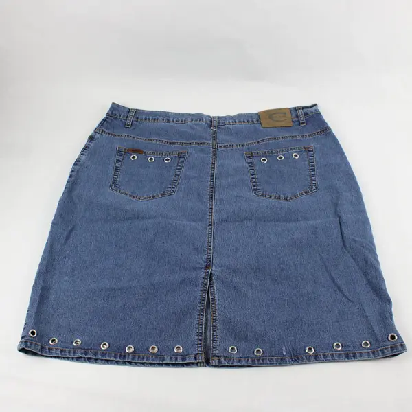Vtg Y2K Crest Jeans Women's W19/20 Med Wash Denim Eyelet Skirt
