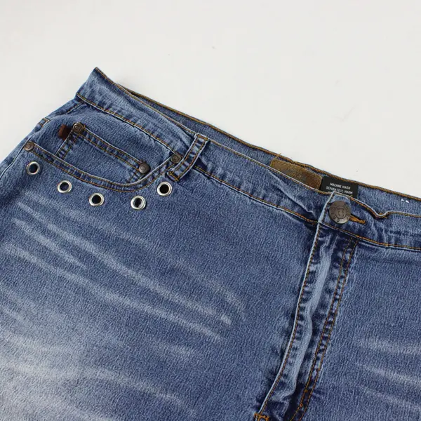 Vtg Y2K Crest Jeans Women's W19/20 Med Wash Denim Eyelet Skirt