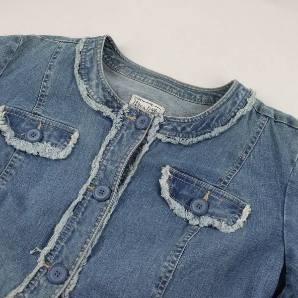 NWT Live a Little Jacket Women’s 1X Blue Distressed Denim Button Jacket 