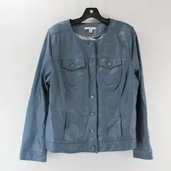 Isaac Mizrahi Live! Women's Powder Blue Leather Jacket Size 14