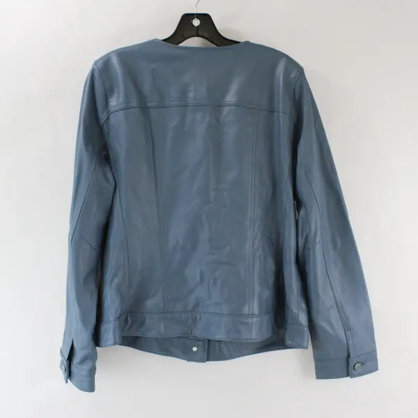 Isaac Mizrahi Live! Women's Powder Blue Leather Jacket Size 14