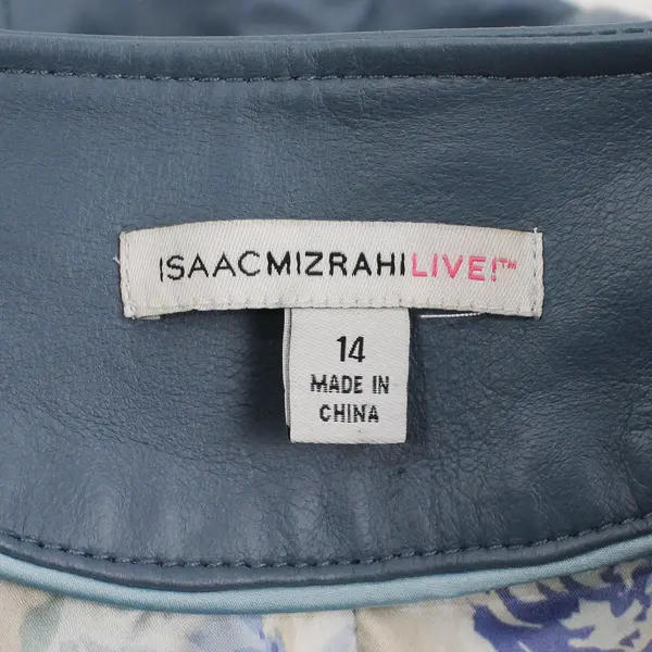Isaac Mizrahi Live! Women's Powder Blue Leather Jacket Size 14