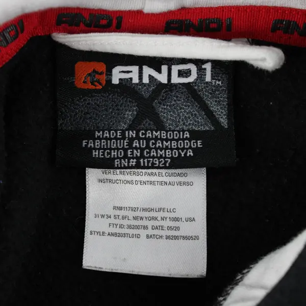 AND1 Youth XL 14/16 Black Red White Colorblock Hoodie Basketball