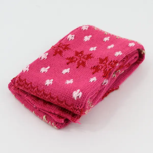 Pink Fair Isle Skinny Knit Winter Scarf 64"
