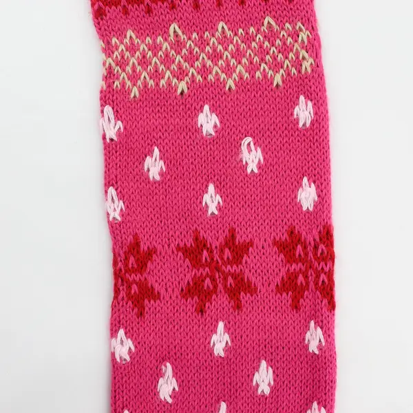 Pink Fair Isle Skinny Knit Winter Scarf 64"