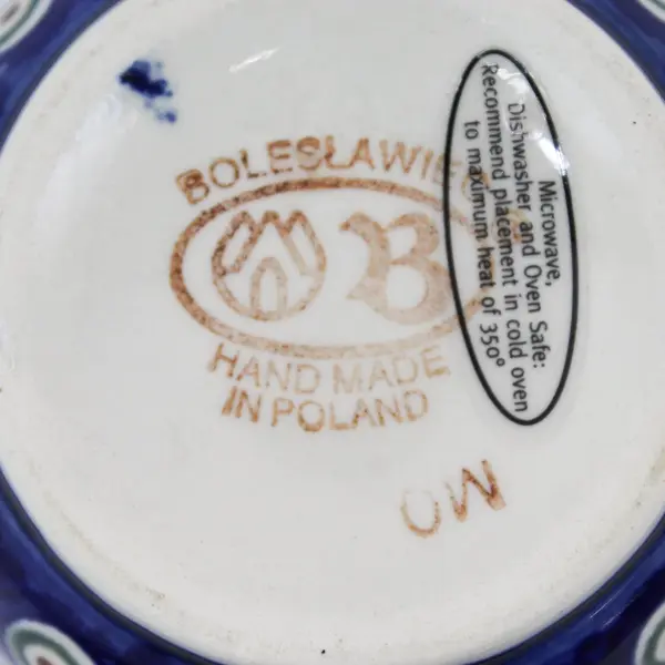 2006 Boleslawiec Polish Pottery Peacock Sugar Bowl W/ Lid 