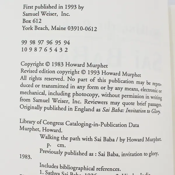 Vintage Walking the Path With Sai Baba by Howard Murphet 1993 Paperback Good