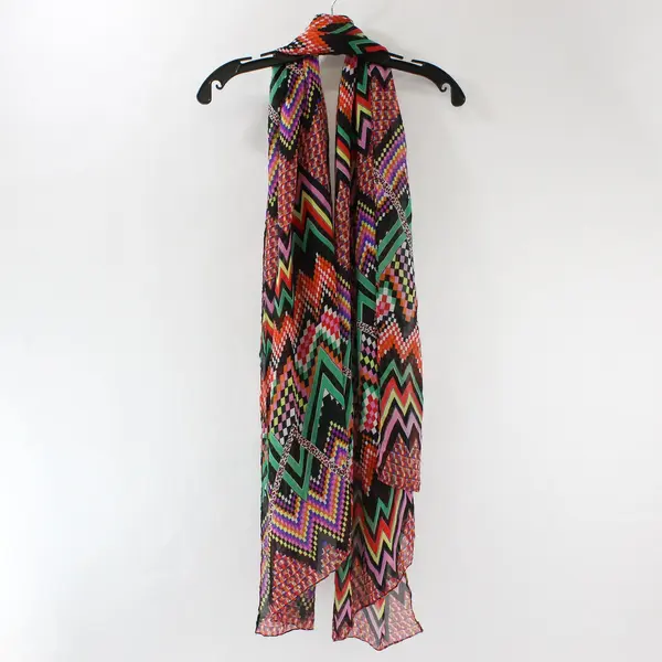 Sheer Multicolor Chevron Pattern Scarf 34"x72"
