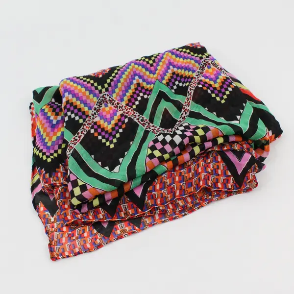 Sheer Multicolor Chevron Pattern Scarf 34"x72"