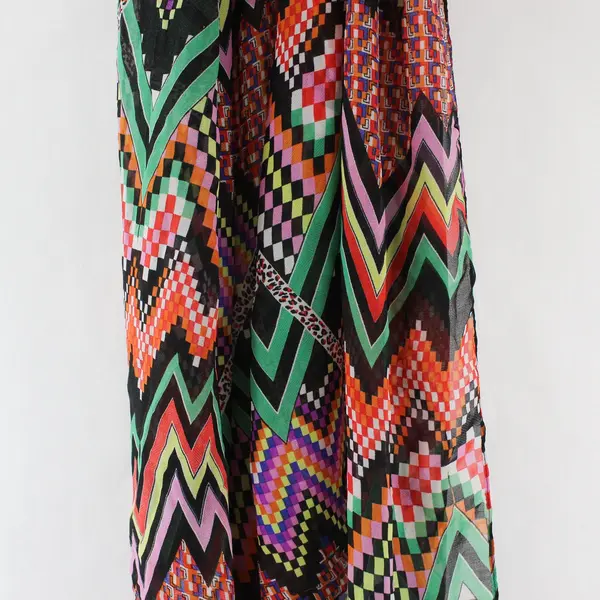 Sheer Multicolor Chevron Pattern Scarf 34"x72"