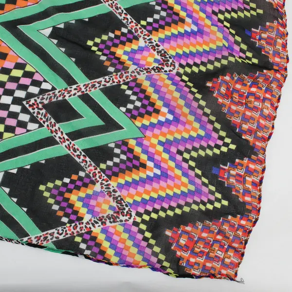 Sheer Multicolor Chevron Pattern Scarf 34"x72"