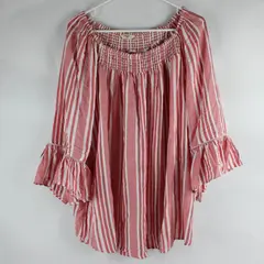 Terra & Sky Red White Striped Women's Blouse 