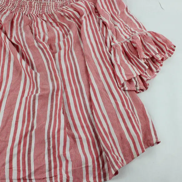 Terra & Sky Red White Striped Women's Blouse 