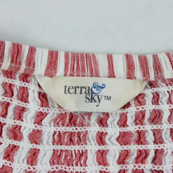 Terra & Sky Red White Striped Women's Blouse 
