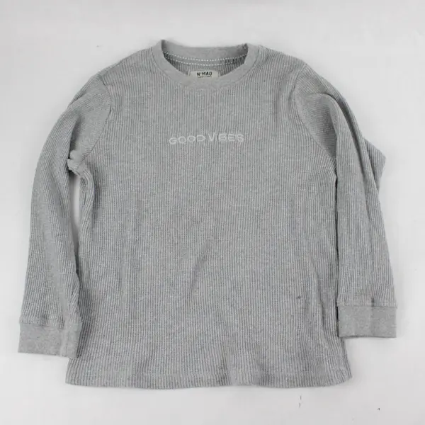 Nomad by Craft Flow Boys Waffle Knit Grey Long Sleeve Good Vibes Sz XL(7)