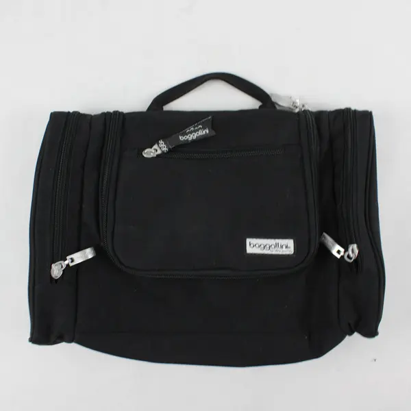 Baggallini Black Small Travel Bag Organization Makeup Bag 12'' x 8''