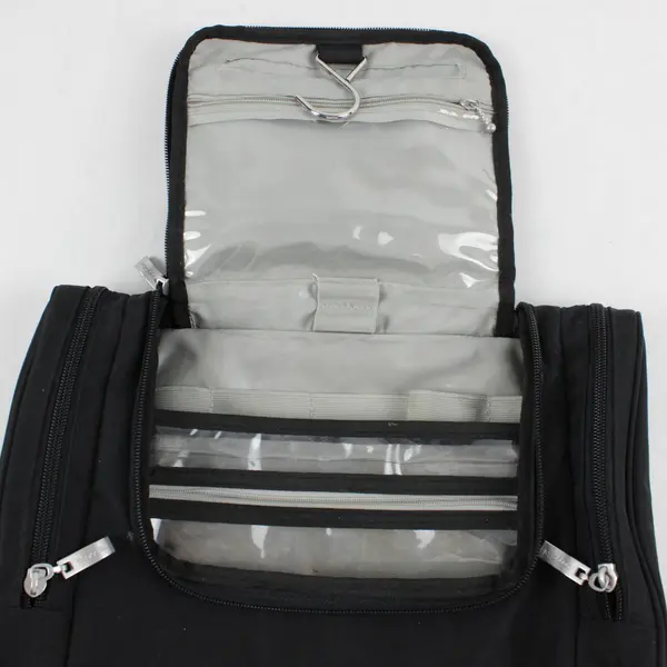 Baggallini Black Small Travel Bag Organization Makeup Bag 12'' x 8''