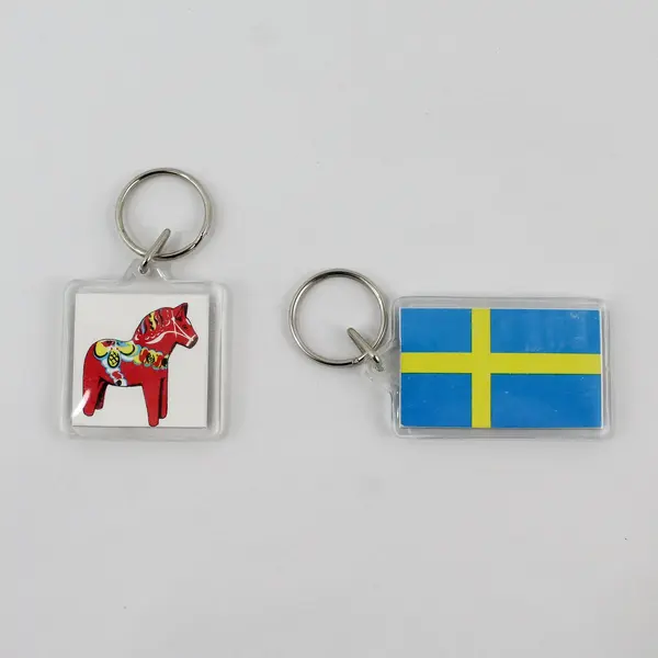 Dala Horse and Sweden Flag Keychain Key Ring Swedish