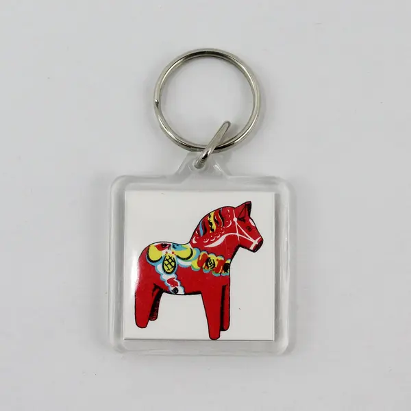 Dala Horse and Sweden Flag Keychain Key Ring Swedish